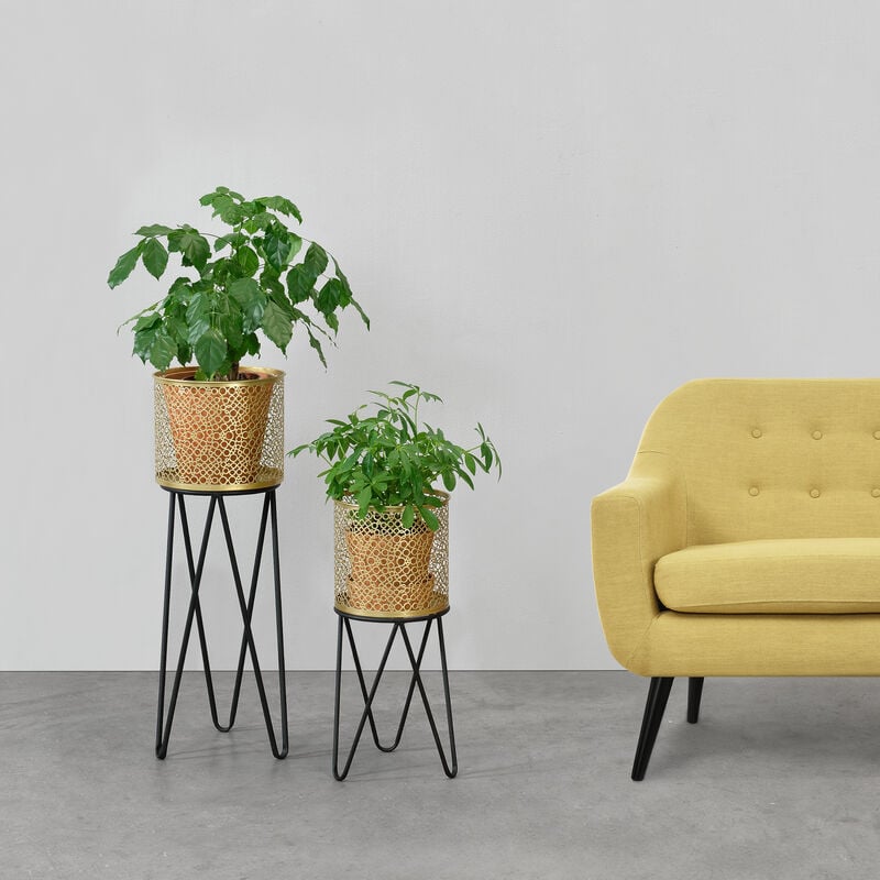 

Soporte para plantas de metal - 2 piezas - 45 x 21 x 21 cm y 65 x 24 x 24 cm - Estantería para macetas - Bastidor para macetas - Patas Horquilla