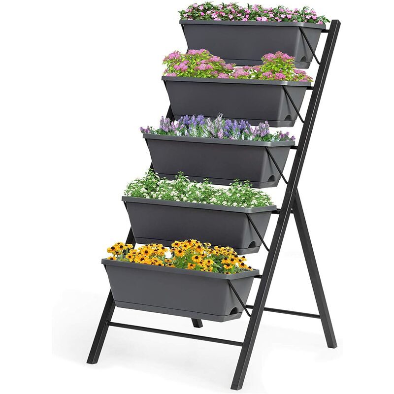 

Soporte para Plantas Escalón de Flores Cama Elevada de 5 Niveles Estante de Escalera para Macetas Jardín Balcón Decorativas