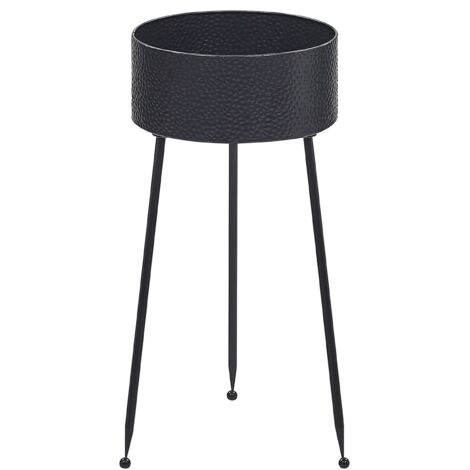 Soporte para plantas hierro negro 29 x 26 x 50 cm metal para interiores y exteriores industrial moderna resistente a rayos UV patas trípode Leika