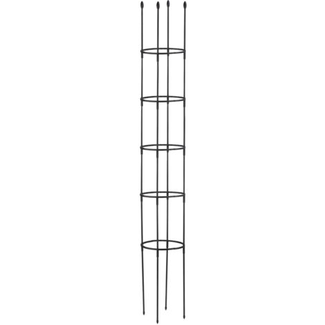 Soporte para plantas, juego de 4 piezas, apilable y fácil de montar, fabricado en fibra de vidrio y plástico negro – alturas de 85, 110, 135 y 160 cm.