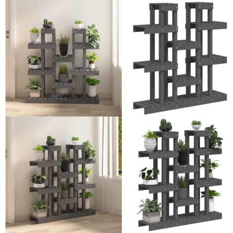 Soporte para plantas madera maciza pino gris 104,5x25x109,5 cm - Soporte de madera - Macetas