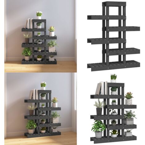 Soporte para plantas madera maciza pino gris 85x25x109,5 cm - Soporte de madera - Macetas