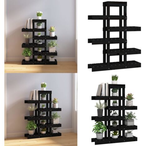 Soporte para plantas madera maciza pino negro 85x25x109,5 cm - Soporte de madera - Macetas
