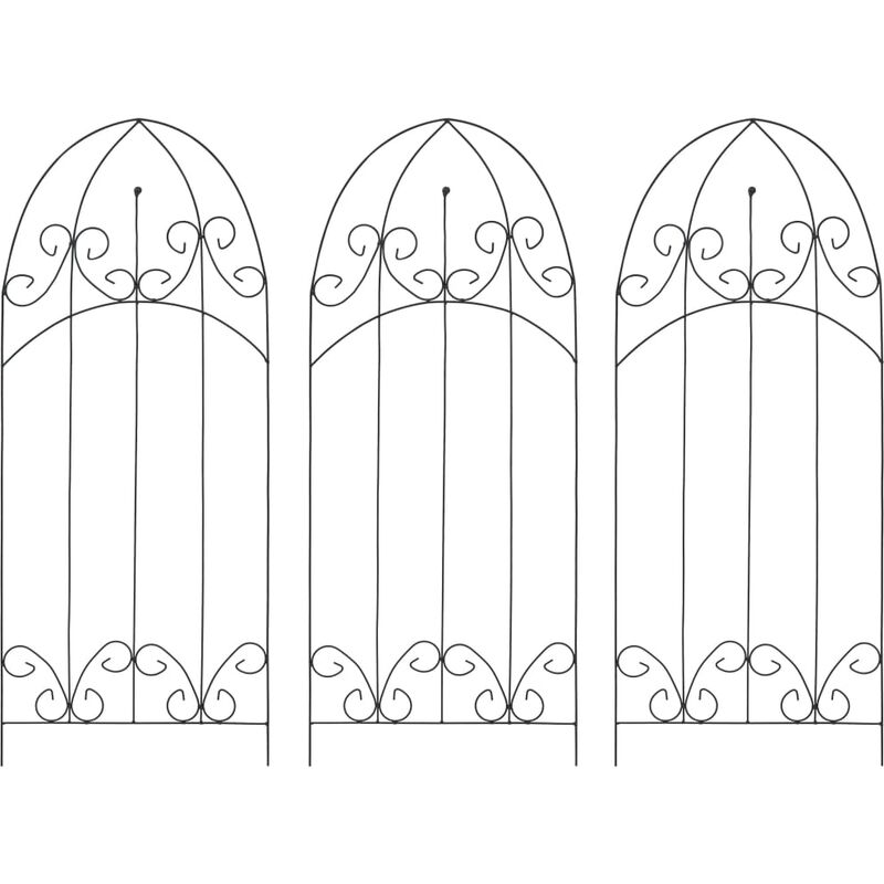 

Soporte para plantas trepadoras 3 uds hierro negro 40x100 cm - Negro