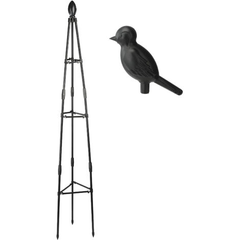 Soporte para plantas trepadoras con decoración, flexible, de metal recubierto de plástico, soporte para jardín, 80/120/160 cm, negro/blanco, individual