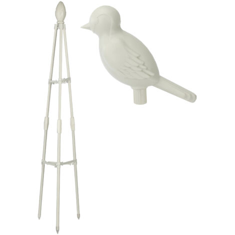 Soporte para plantas trepadoras  Enrejado de metal y plástico  Tamaños: 80 cm/120 cm/160 cm  Negro/Blanco  Con adornos de pájaros y capullos