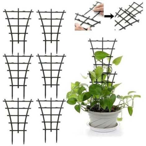 Soporte para plantas trepadoras KZQ, 6 piezas de enrejado apilable resistente al desgaste, fuerte y robusto, reutilizable a largo plazo, ayuda a las plantas a crecer sanas.