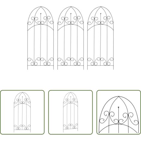 Soporte para plantas trepadoras -  Soporte para plantas trepadoras 3 uds hierro negro 40x100 cm