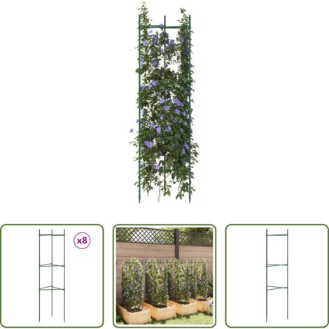 Soporte para plantas -  Tutores para tomates 8 unidades acero y PP 116 cm
