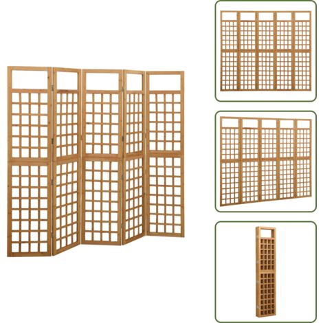 Soporte para plantas - vidaXL Biombo/Enrejado de 5 paneles madera maciza abeto 201,5x180 cm - Enrejado para plantas