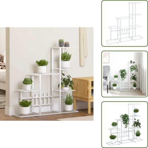Soporte para plantas - vidaXL Soporte de flores de metal blanco 94,5x25x88 cm - Soporte de metal