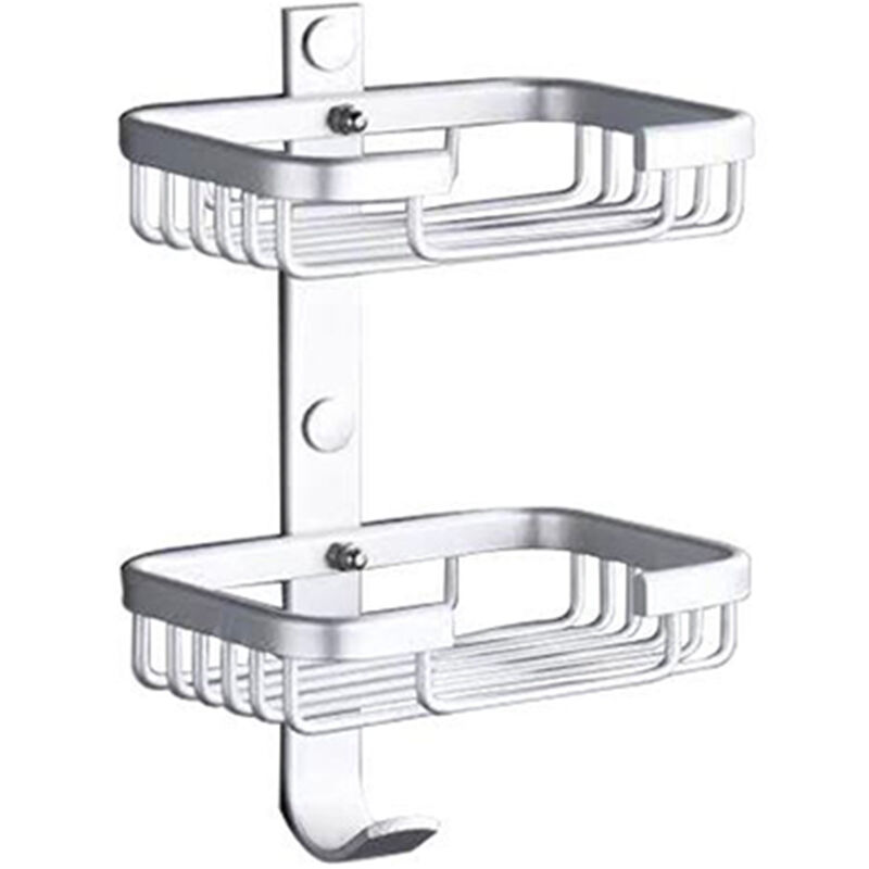

Soporte para plato de jabon 2 capas Dispensadores de ducha de bano montados en la pared Espacio Organizador de almacenamiento de jabon de aluminio