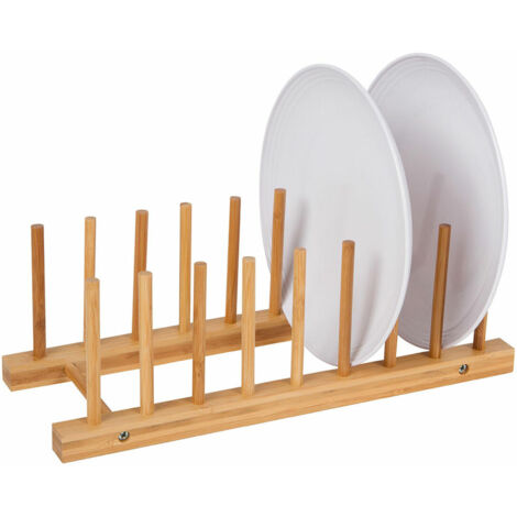 Soporte para Platos Natural Bambú 34 x 12,5 x 12 cm