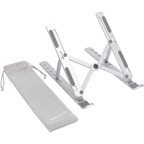 Soporte para portátil con 6 ángulos ajustables se adapta a portátiles de entre 10 y 15,6 pulgadas, Plateado, 23,9 x 16,5 x 3,9 cm