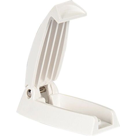 Soporte para puerta de autocaravana con gancho de almacenamiento, apto para caravanas, material resistente, fácil de instalar, color blanco.
