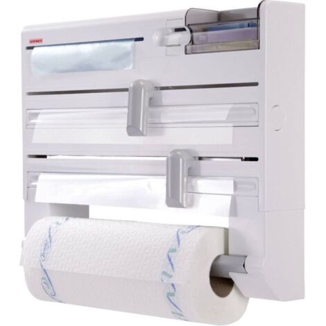 Soporte para rollo de papel de cocina, blanco/gris, soporte para toallas de papel, soporte de pared para toallas de papel, blanco