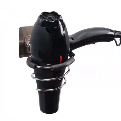 Soporte para secador de pelo, autoadhesivo de acero inoxidable, montaje en pared para secador de pelo, sin perforaciones.