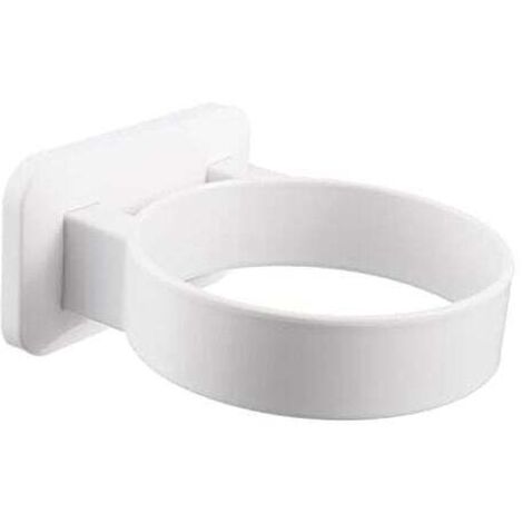 Soporte para secador de pelo KZQ 9x10,5x5 cm, sin taladrar, autoadhesivo, para montaje en pared (blanco)