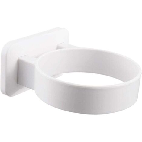 Soporte para secador de pelo KZQ (blanco), sin taladro, autoadhesivo, para pared