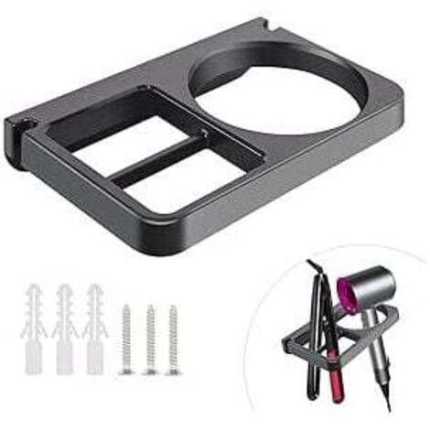 Soporte para secador de pelo KZQ negro, montaje en pared, soporte universal para secador de pelo, soporte para secador y plancha de pelo con 3 tornillos de expansión, soporte para secador y plancha de