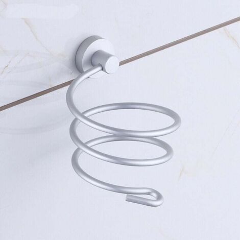 Soporte para secador de pelo KZQ, soporte en espiral, soporte para secador de pelo, soporte de aluminio para pared, soporte para cable para cocina, baño y accesorios de baño.