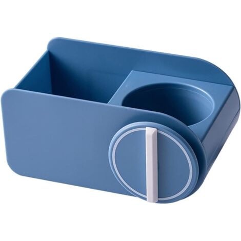 Soporte para secador de pelo, perforación libre, baño, inodoro, soporte para secador de pelo, almacenamiento de pared (azul)