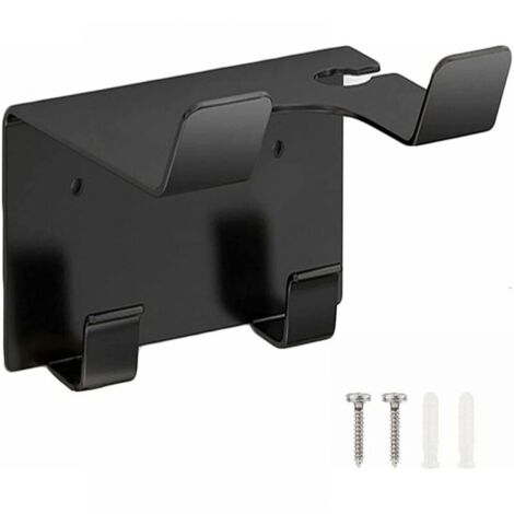 Soporte para secador de pelo, soporte de acero inoxidable, soporte de pared para secador de pelo, soporte negro para plancha de pelo