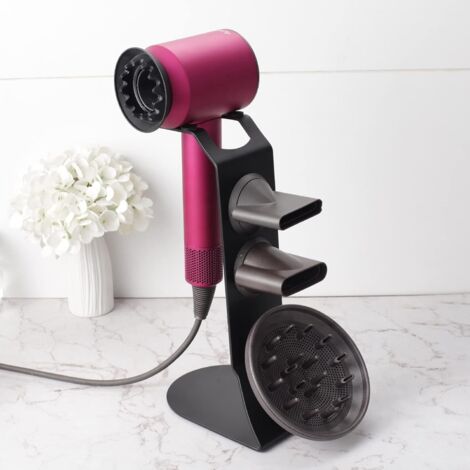 Soporte para secador de pelo Supersonic, soporte de escritorio de aluminio para secador de pelo, estante de almacenamiento para baño.