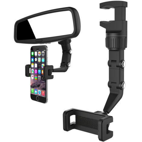 Soporte para smartphone para espejo retrovisor, negro