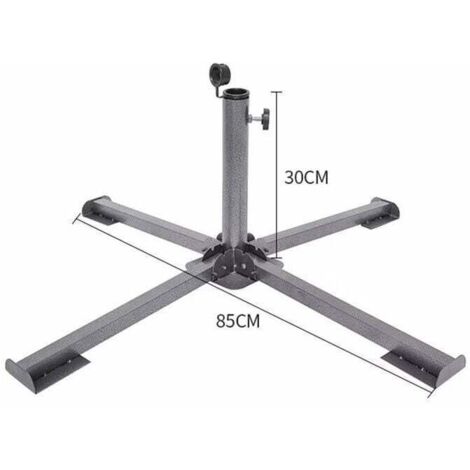 Soporte para sombrilla - Soporte para sombrilla de hierro plegable ajustable y portátil con cuatro patas - Soporte para sombrilla para jardín, camping - 85 x 85 x 30 cm