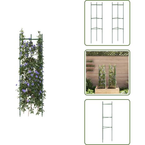 Soporte para tallos - vidaXL Tutor para tomates 2 unidades acero y PP 116 cm - Tutor para tomates 2 unidades