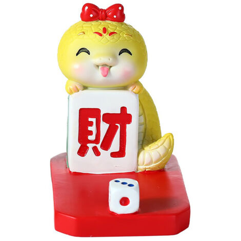 Soporte para teléfono con diseño de serpiente y mahjong – Dorado – Decoración creativa para escritorio – Regalo de Año Nuevo