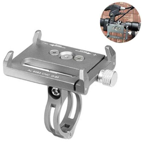 Soporte para teléfono de bicicleta, compatible con manillar y potencia de bicicleta de montaña. Soporte ajustable de aleación de aluminio.