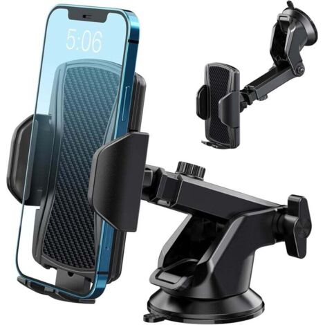 Soporte para teléfono de coche KZQ, para salpicadero y parabrisas, rotación de 360 grados, liberación con un solo botón, para smartphones de 4 a 7 pulgadas