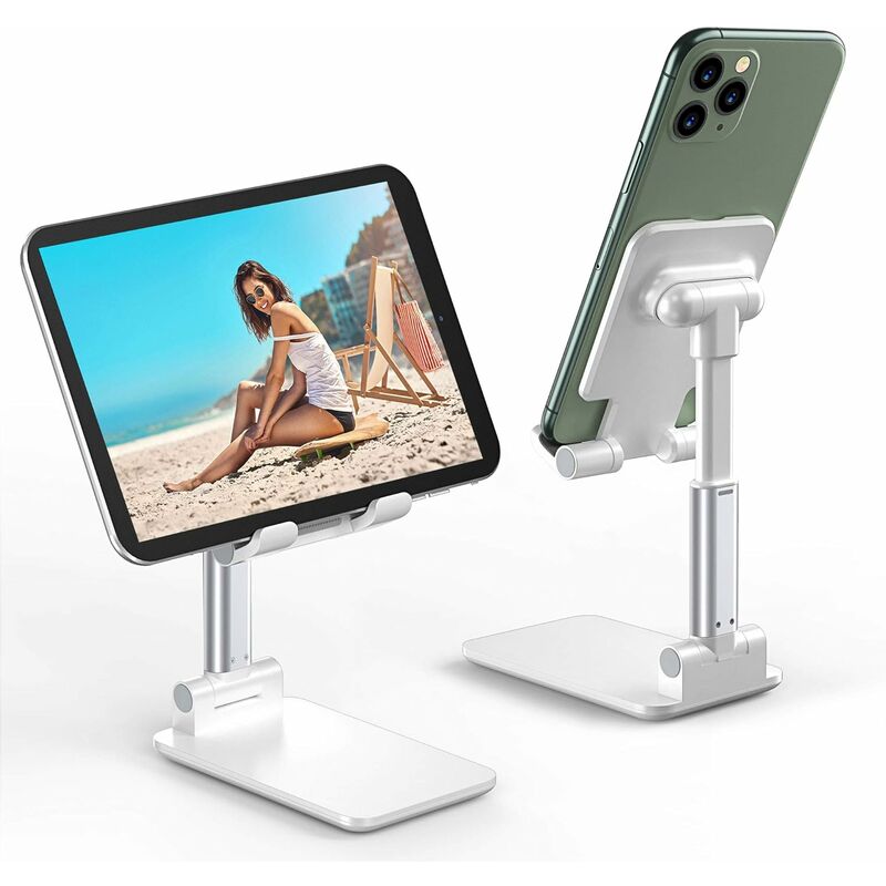 

Soporte para teléfono móvil, Soporte para tableta de altura ajustable de aluminio compatible con arañazos, Soporte para teléfono Ipad, Samsung,
