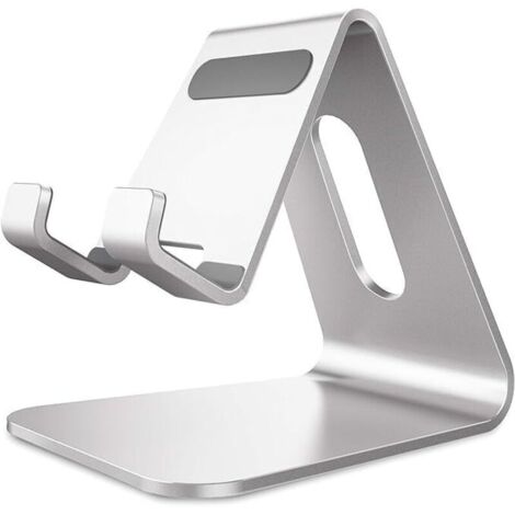Soporte para teléfono, soporte de escritorio de aleación de aluminio, compatible con varios modelos de teléfono - plateado