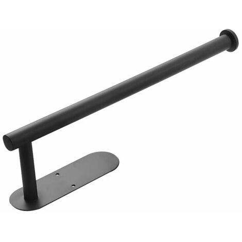 Soporte para toallas de papel - Rollo de toallas de papel para debajo del gabinete Montaje vertical u horizontal, autoadhesivo o perforado Soporte para toallas de papel adhesivo suelto negro mate para