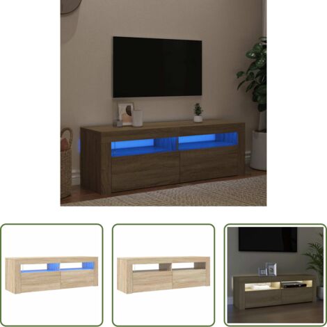 Soporte para TV con luces RGB -  Mueble de TV con luces LED roble Sonoma 120x35x40 cm