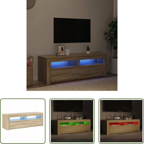 Soporte para TV con luces RGB -  Mueble de TV con luces LED roble Sonoma 120x35x40 cm