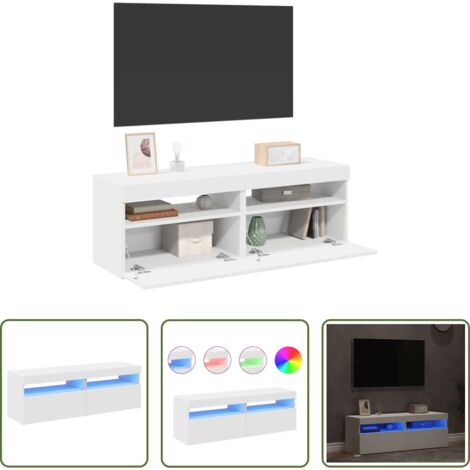 Soporte para TV con luces RGB -  Muebles de TV con luces LED 2 uds blanco 60x35x40 cm