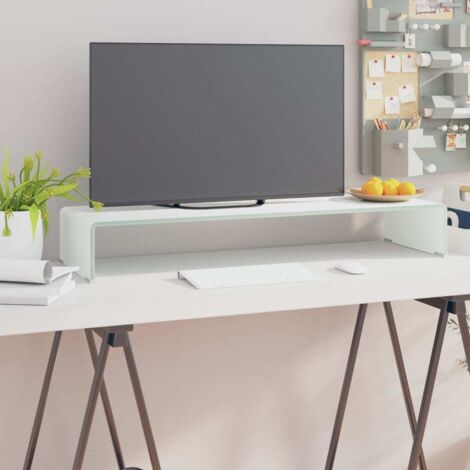 Soporte para TV/Elevador monitor cristal blanco 90x30x13 cm