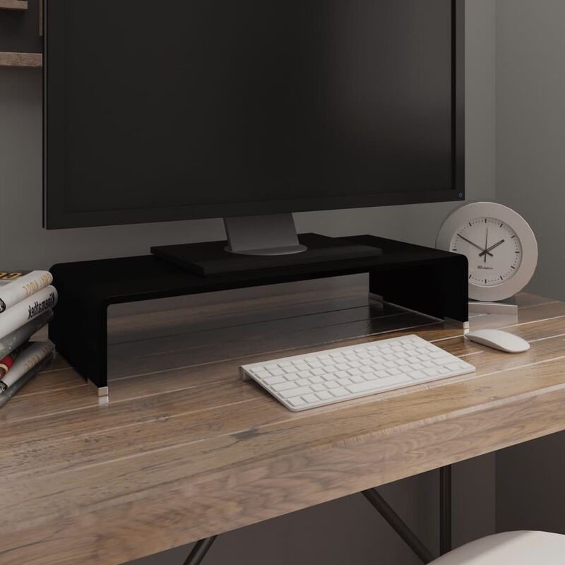 

BHD - Soporte para TV/Elevador monitor cristal negro 60x25x11 cm