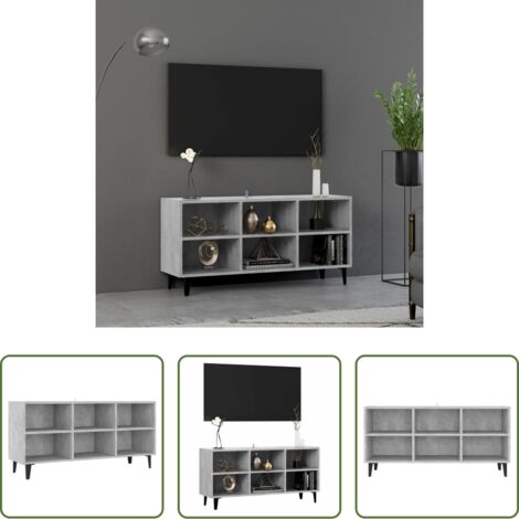 Soporte para TV -  Mueble de TV con patas metal gris hormigón 103,5x30x50 cm