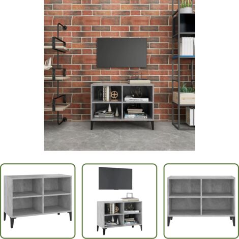 Soporte para TV -  Mueble de TV con patas metal gris hormigón 69,5x30x50 cm