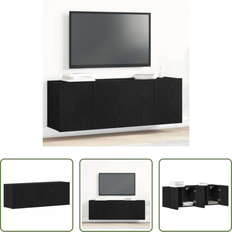 Soporte para TV -  Muebles de TV 2 piezas Roble negro 120x30x41 cm Madera de ingeniería