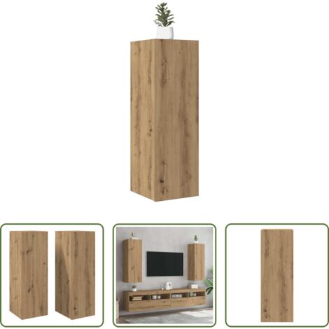 Soporte para TV -  Muebles de TV 2 uds madera roble artisan 30,5x30x90 cm