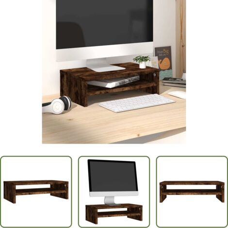 Soporte para tv -  Soporte monitor madera contrachapada roble ahumado 42x24x13 cm