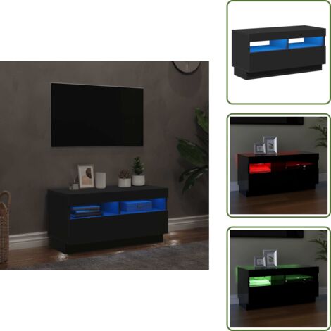 Soporte para TV - vidaXL Mueble de TV con luces LED negro 80x35x40 cm - Mueble moderno