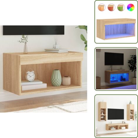 Soporte para TV - vidaXL Mueble para TV con luces LED roble Sonoma 60x30x30 cm - Almacenamiento