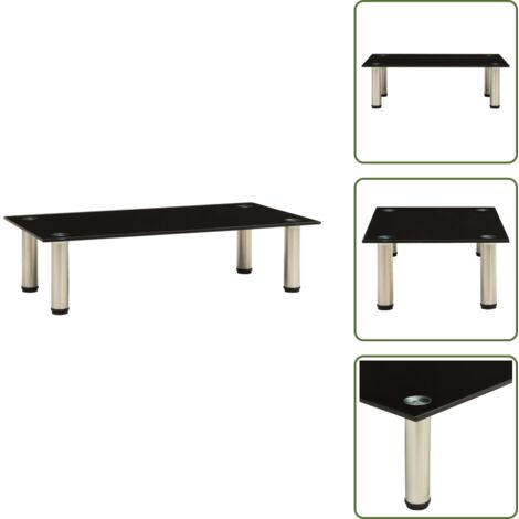 Soporte para TV - vidaXL Mueble para TV de vidrio templado negro 60x35x17 cm - Muebles modernos
